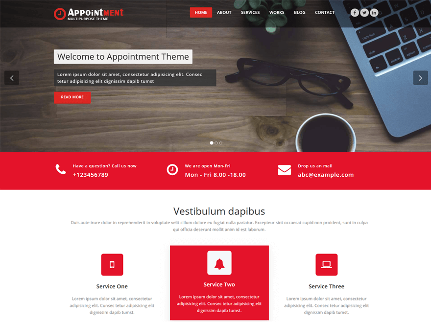 Appointment free wordpress theme