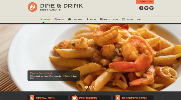 Dine and Drink Restaurant WordPress Themes