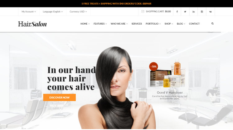 20 Best Hair Salon Massage Shop Wordpress Themes 2018